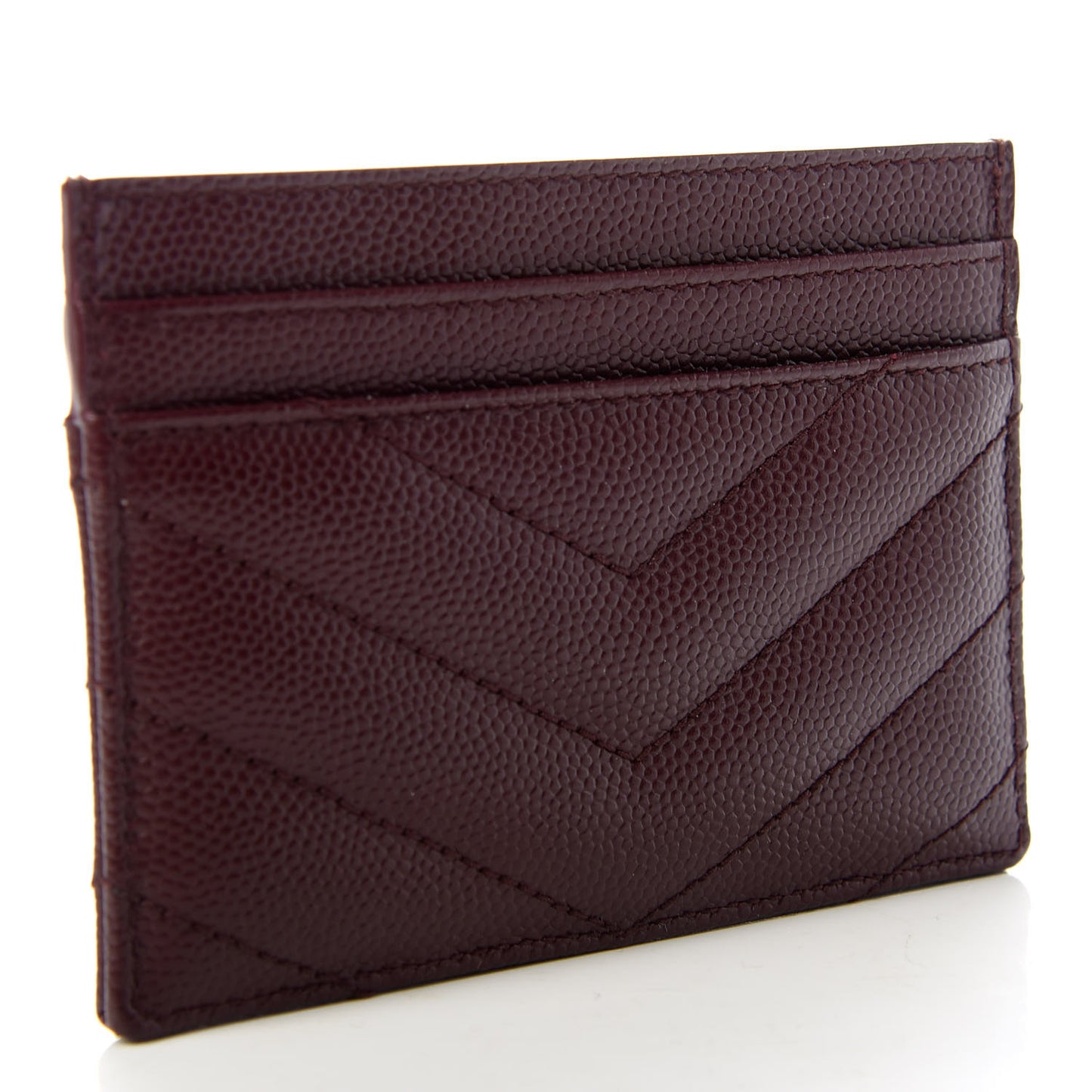 Grain De Poudre Matelasse Chevron Monogram Credit Card Case Bordeaux