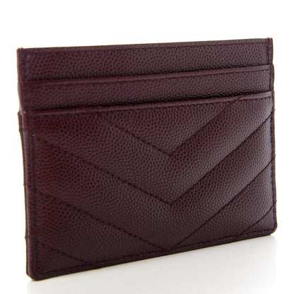 Saint Laurent Grain De Poudre Matelasse Chevron Monogram Credit Card Case Bordeaux 3 of 8