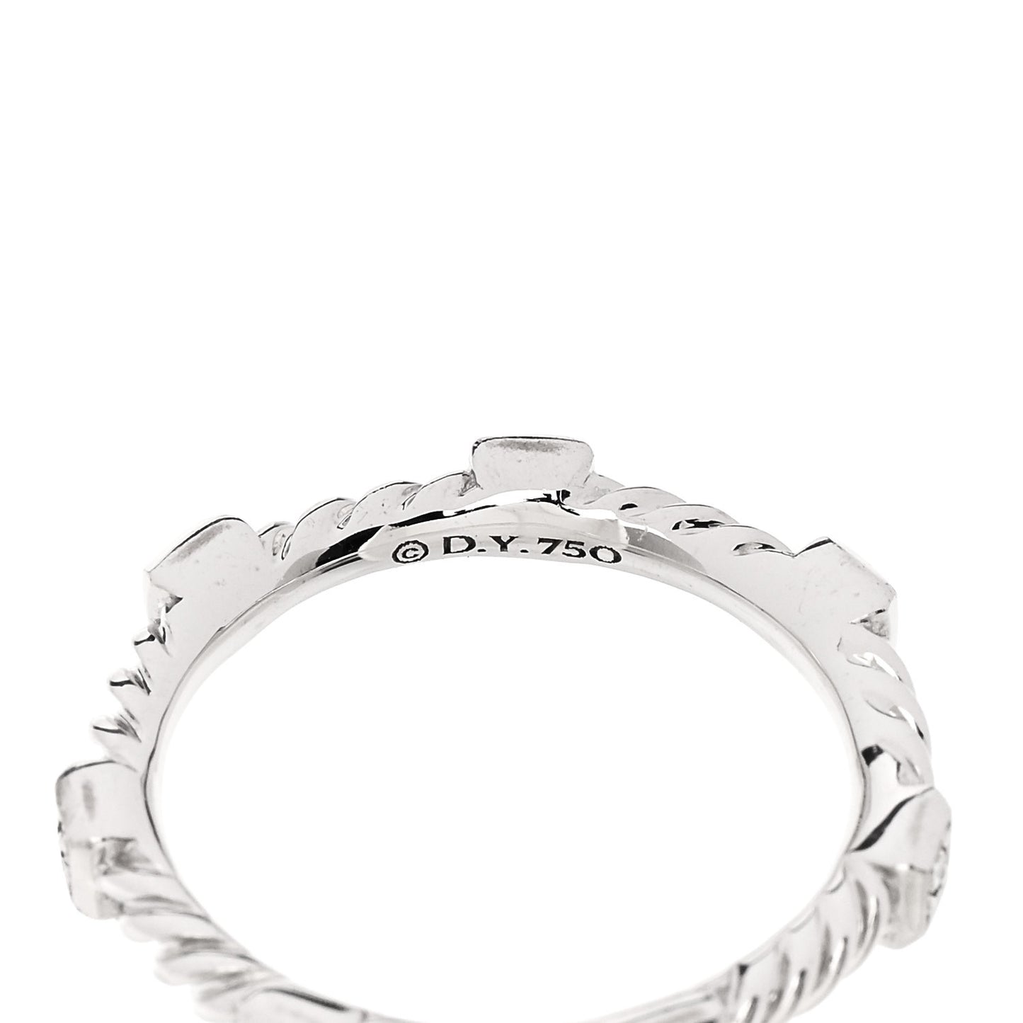 18K White Gold Diamond 2mm Cable Collectibles Stack Band Ring 50 5.25