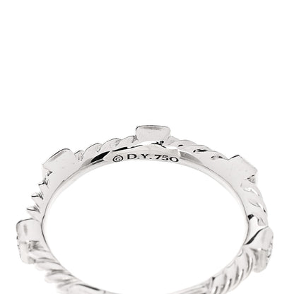 David Yurman 18K White Gold Diamond 2mm Cable Collectibles Stack Band Ring 50 5.25 4 of 6