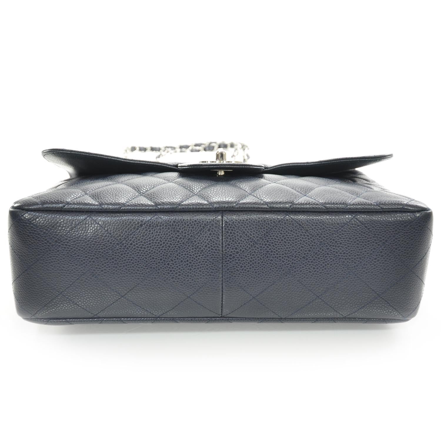 Chanel Caviar Jumbo Single Flap Navy Blue 4 of 9