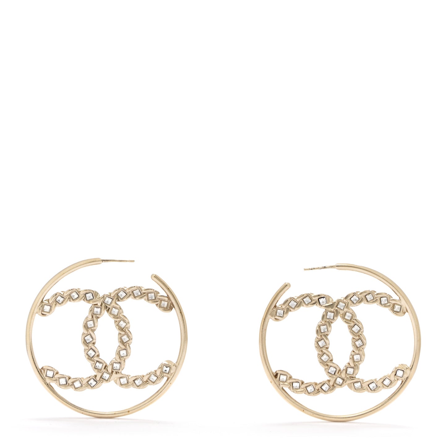 Crystal High Society CC Hoop Earrings Gold
