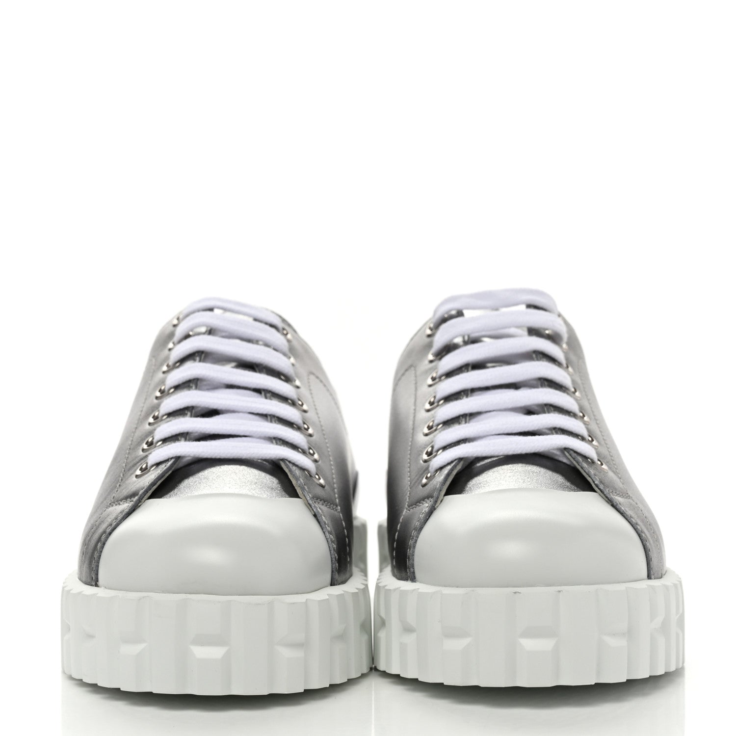 Hermes Metallic Calfskin Cross Sneakers 35 Silver 2 of 8