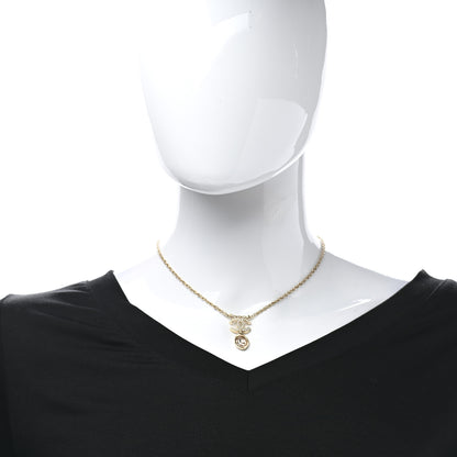 Chanel Crystal Pearl CC Necklace Pearly White Gold 2 of 5