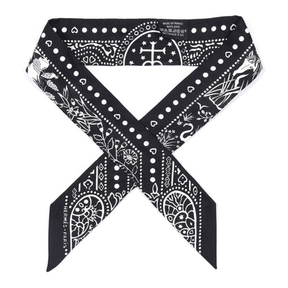 Hermes Silk Peuple Du Vent Bandana Twilly Black White 1 of 4
