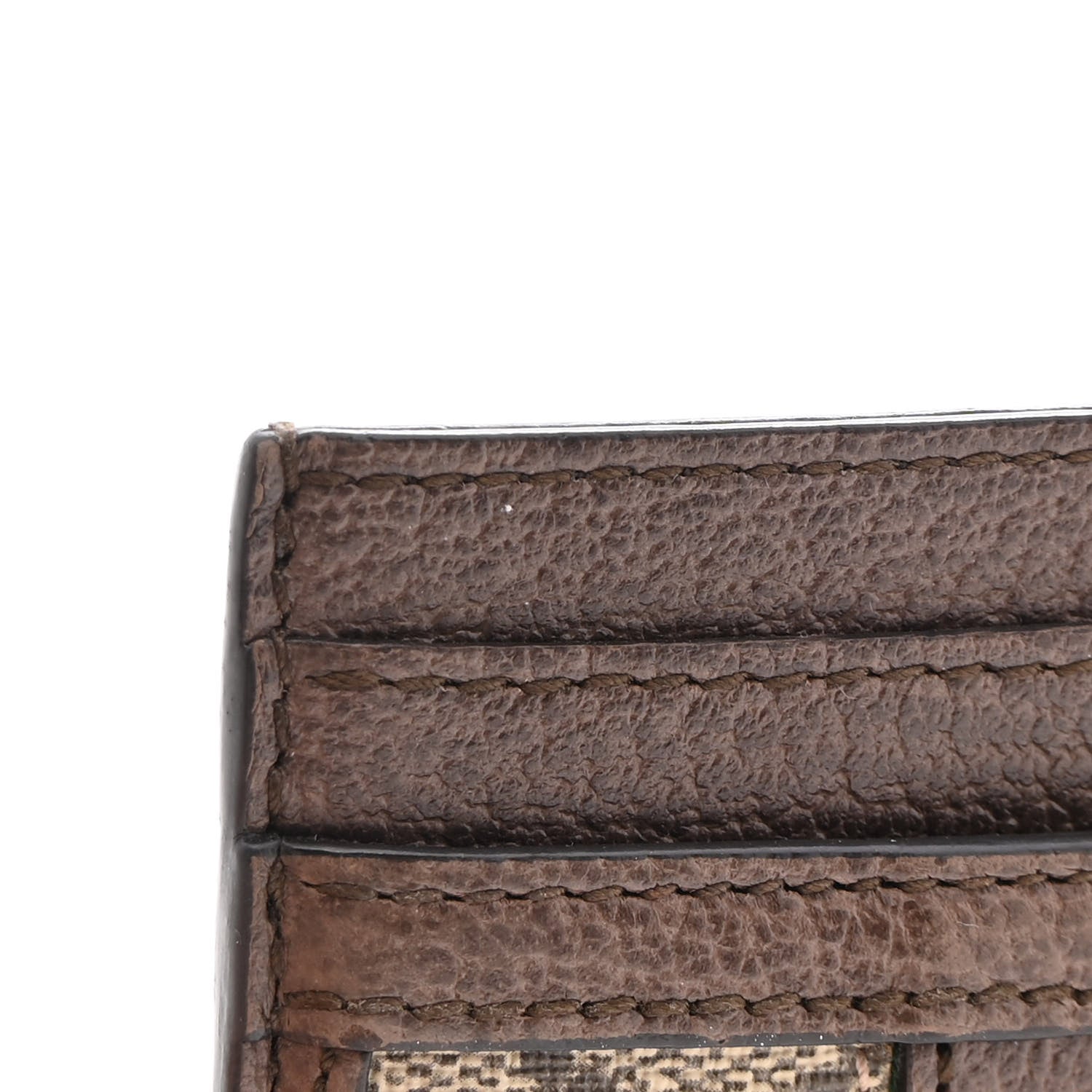 Gucci GG Supreme Monogram Textured Dollar Calfskin Ophidia Card Holder Beige Ebony New Acero 9 of 9