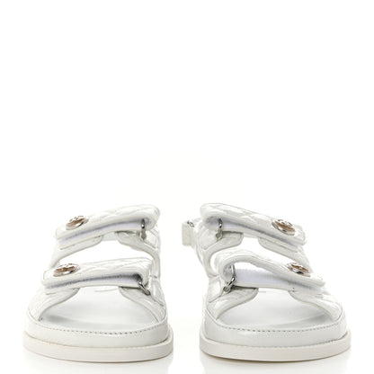 Chanel Laminated Lambskin Quilted Velcro Dad Sandals 39 White 2 of 9