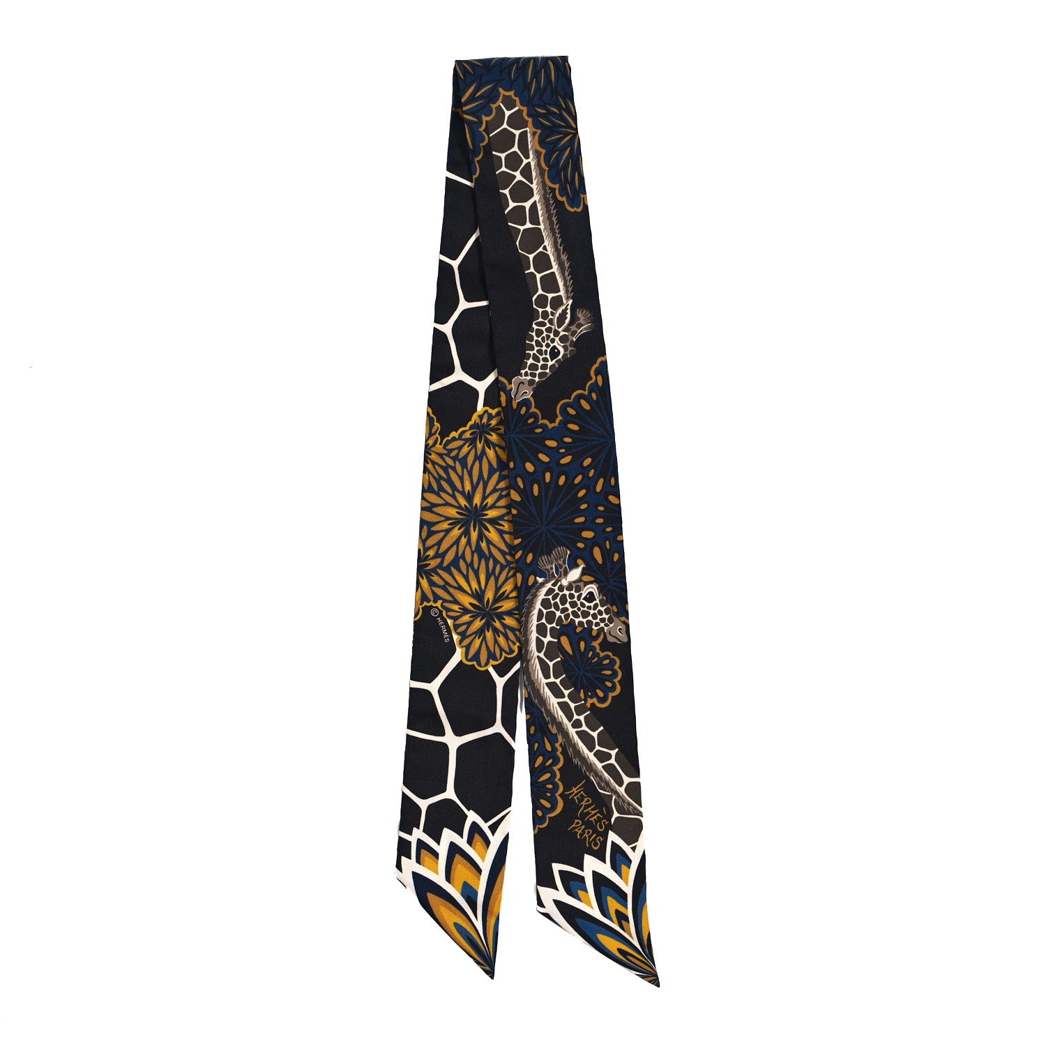 Hermes Silk Three Graces Twilly Black Gold Taupe 2 of 4