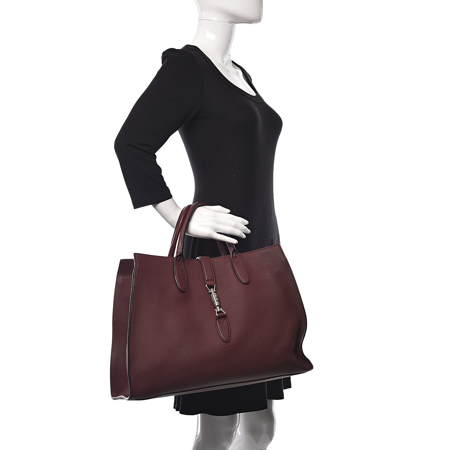 Gucci Soft Calfskin Medium Jackie Top Handle Bag Bordeaux 2 of 13