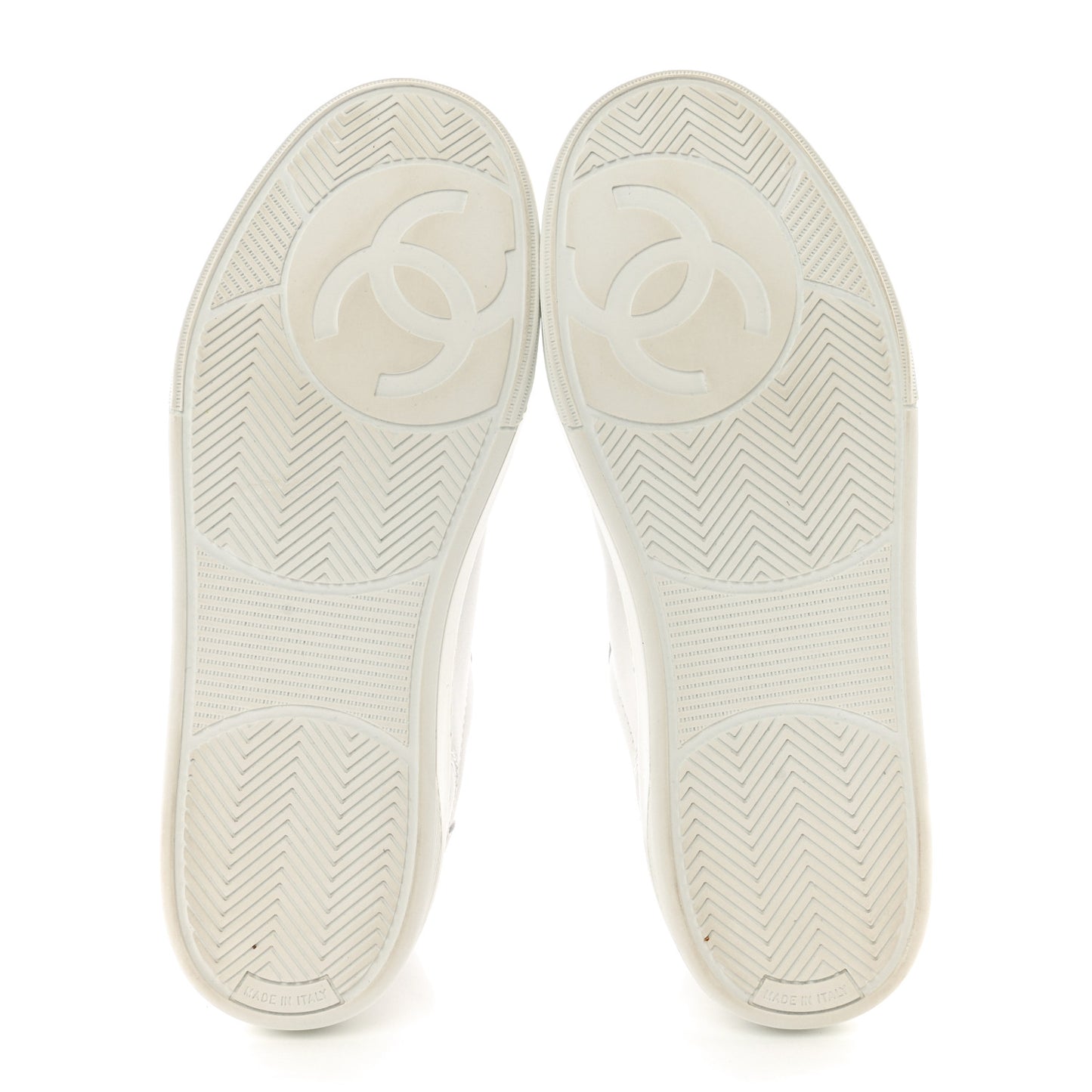 Calfskin Womens CC Logo Sneakers 39 White