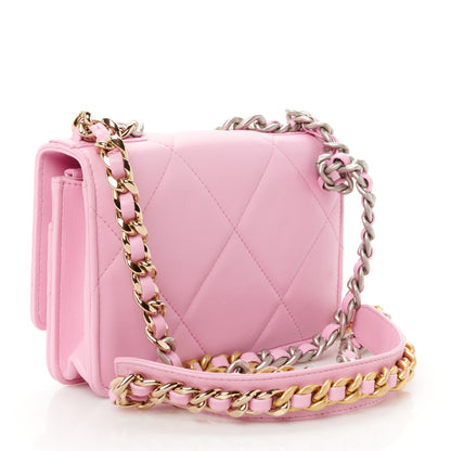 Chanel Lambskin Quilted Chanel 19 Wallet On Chain WOC Pink 2 of 11