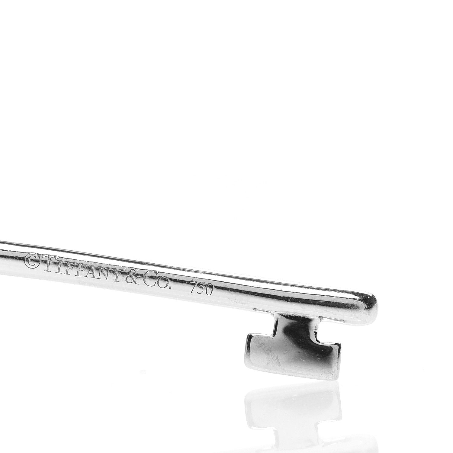 Tiffany 18K White Gold Diamond Crown Key Pendant 3 of 3