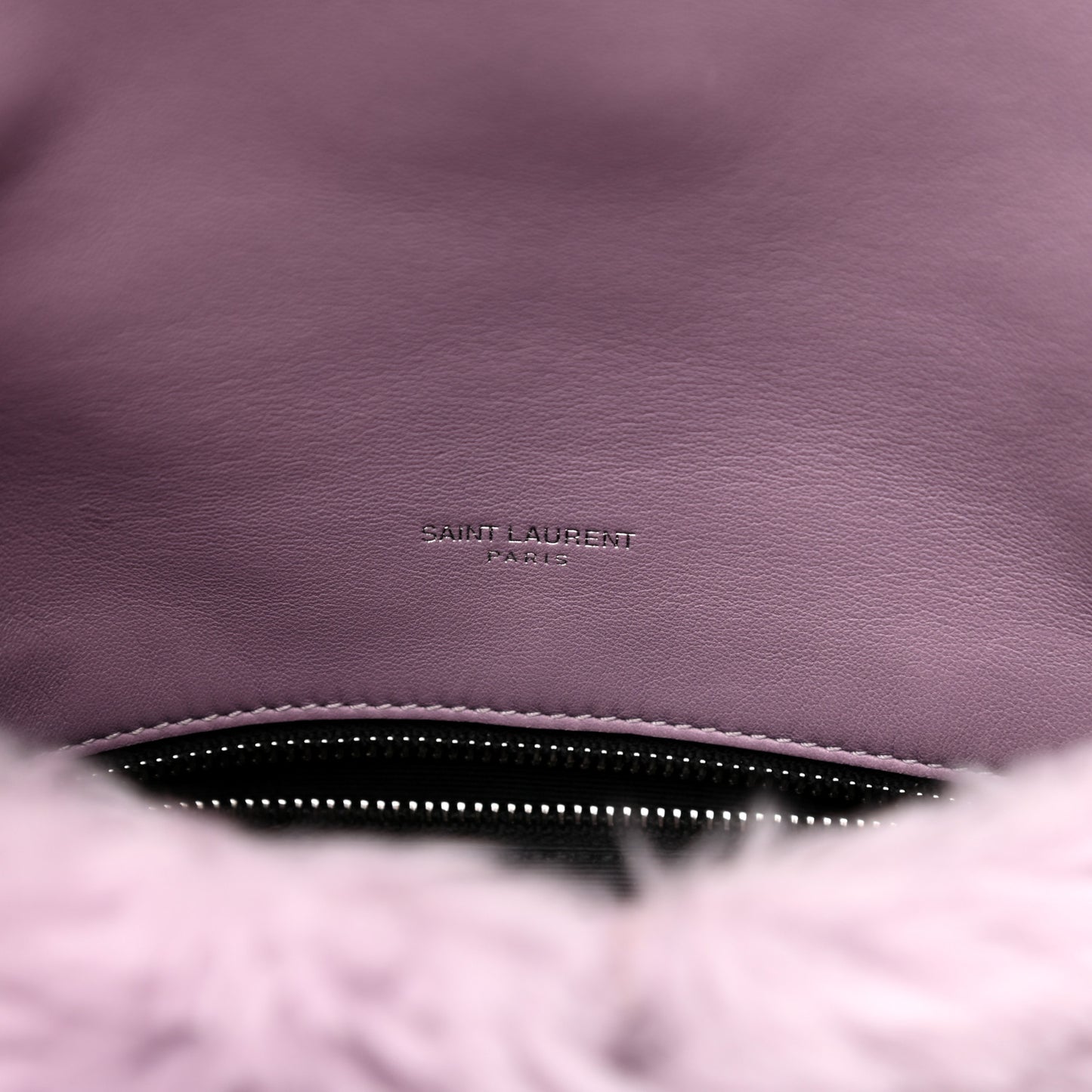 Merino Shearling Lambskin Quilted Small Loulou Puffer Monogram Chain Satchel Lila