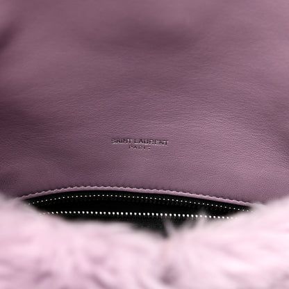 Saint Laurent Merino Shearling Lambskin Quilted Small Loulou Puffer Monogram Chain Satchel Lila 6 of 10