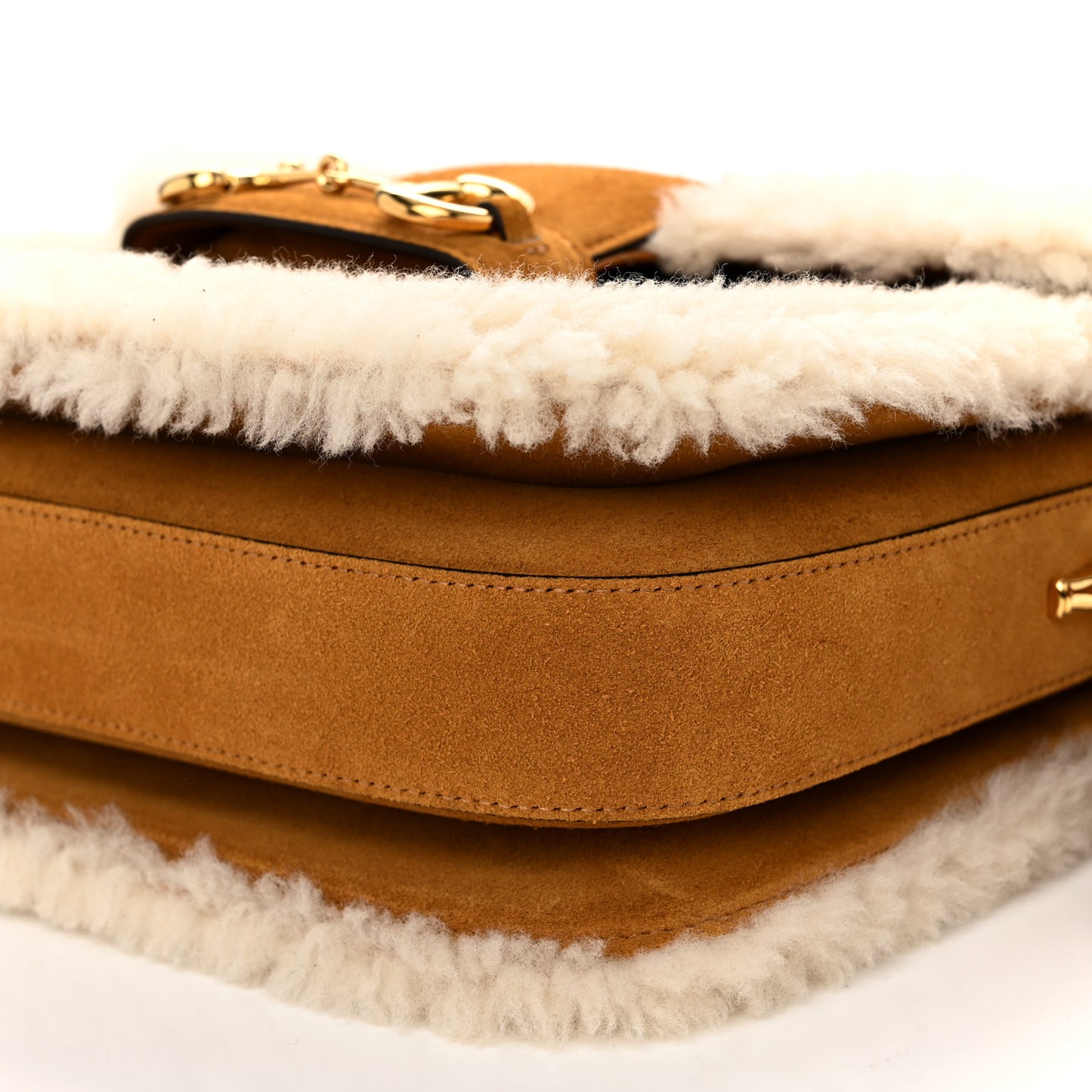 Suede Shearling Horsebit 1955 Shoulder Bag Brown