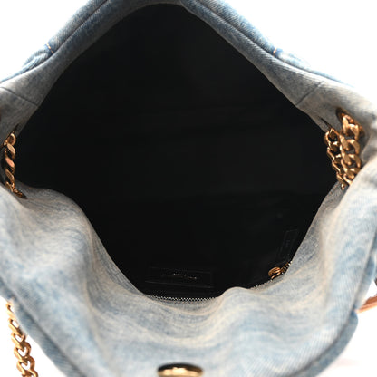 Saint Laurent Denim Quilted Medium Loulou Puffer Monogram Chain Satchel Blue Cinnamon 5 of 9