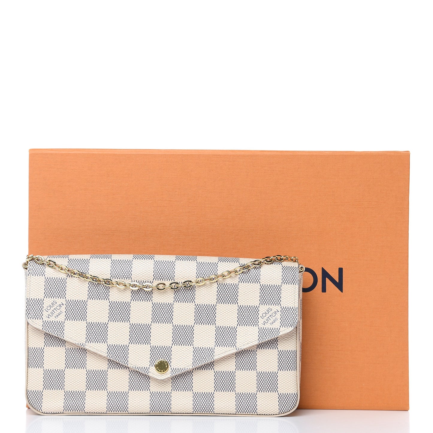 Damier Azur Pochette Felicie Chain Wallet Rose Ballerine