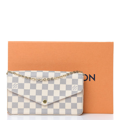 Louis Vuitton Damier Azur Pochette Felicie Chain Wallet Rose Ballerine 13 of 15