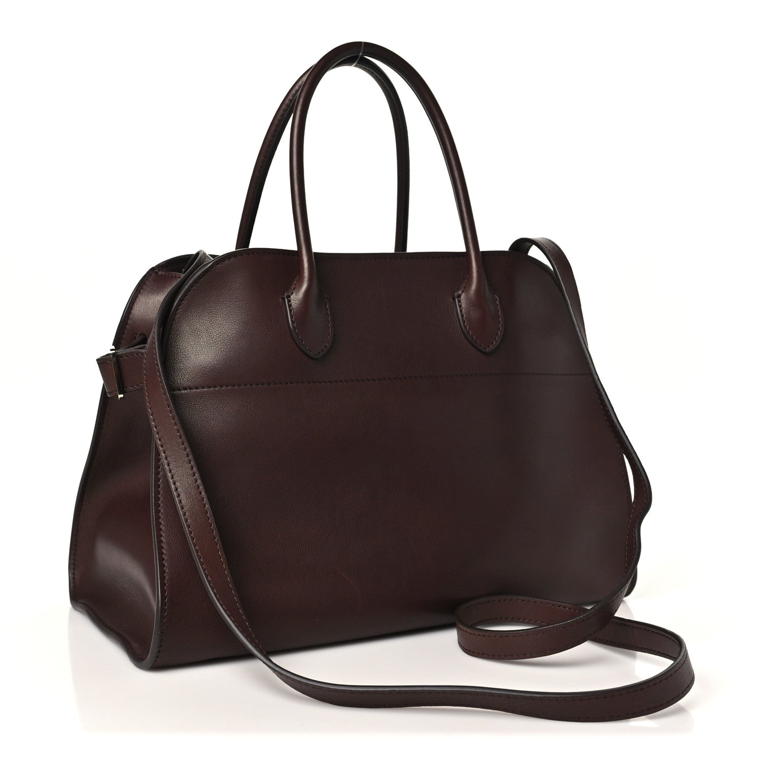 The Row Polished Saddle Calfskin Soft Margaux 12 Dark Brown 3 of 9
