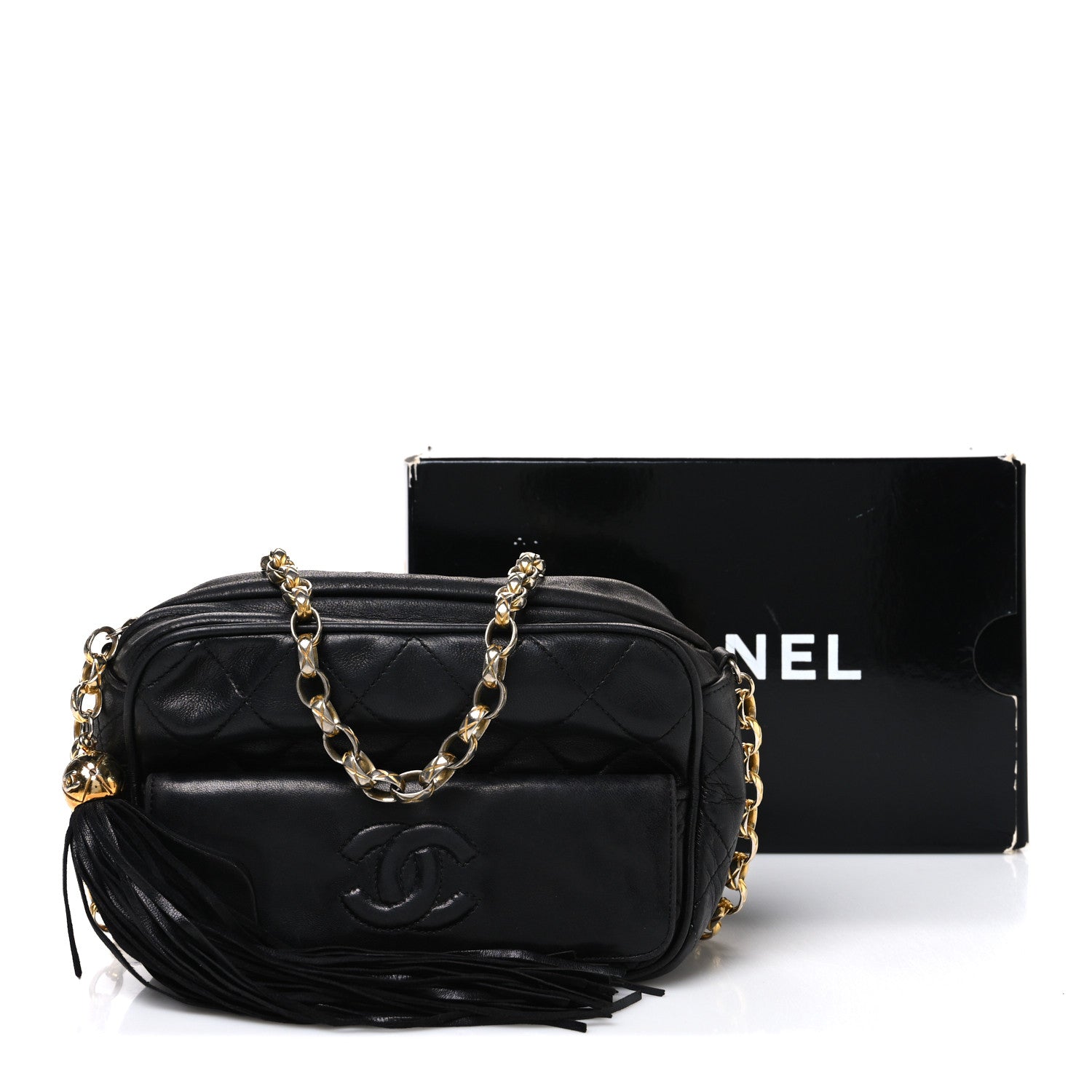 Chanel Lambskin Quilted Tassel Camera Case Black 10 of 10