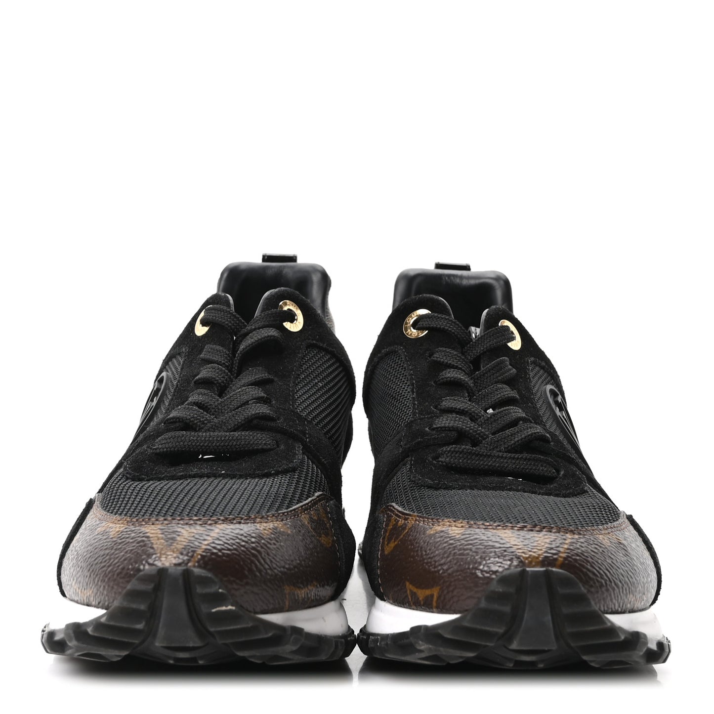Suede Monogram Run Away Sneakers 37 Black