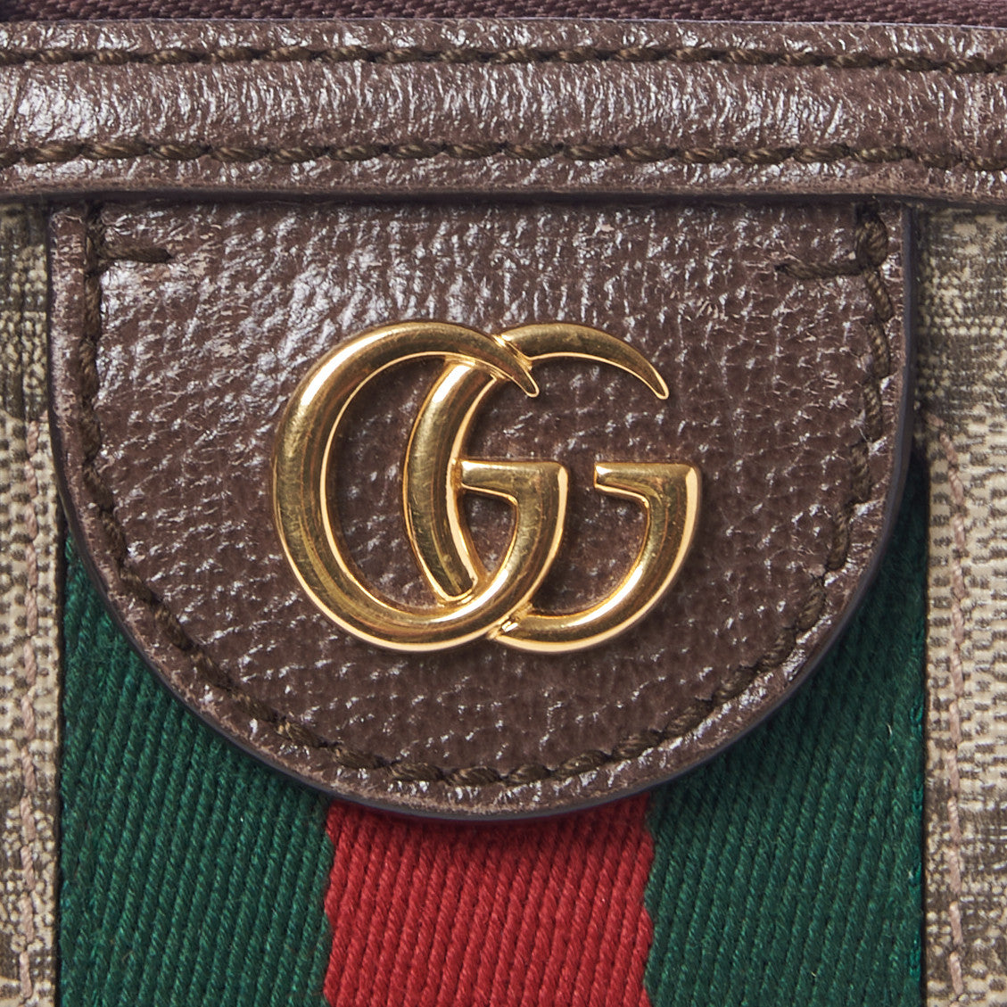 GG Supreme Monogram Textured Dollar Calfskin Web Small Ophidia Dome Shoulder Bag Beige Ebony New Acero
