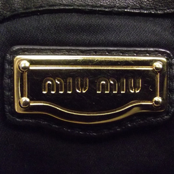 Miu Miu Leather Plisse Tote Black 9 of 13