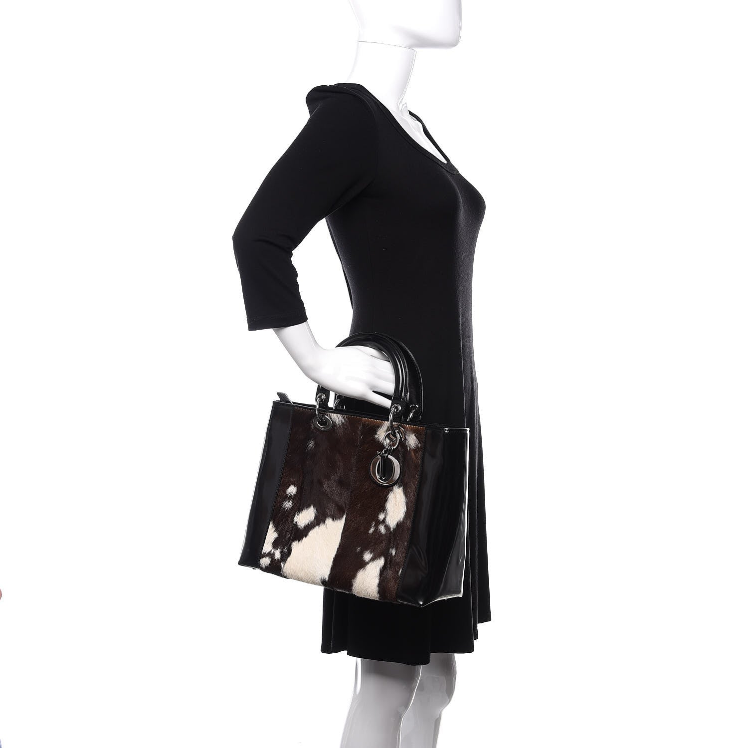 Christian Dior Patent Pony Hair Large Lady Dior Black 2 of 10