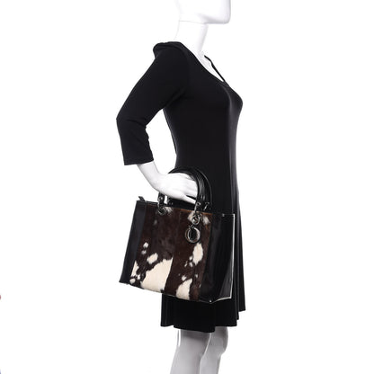 Christian Dior Patent Pony Hair Large Lady Dior Black 2 of 10