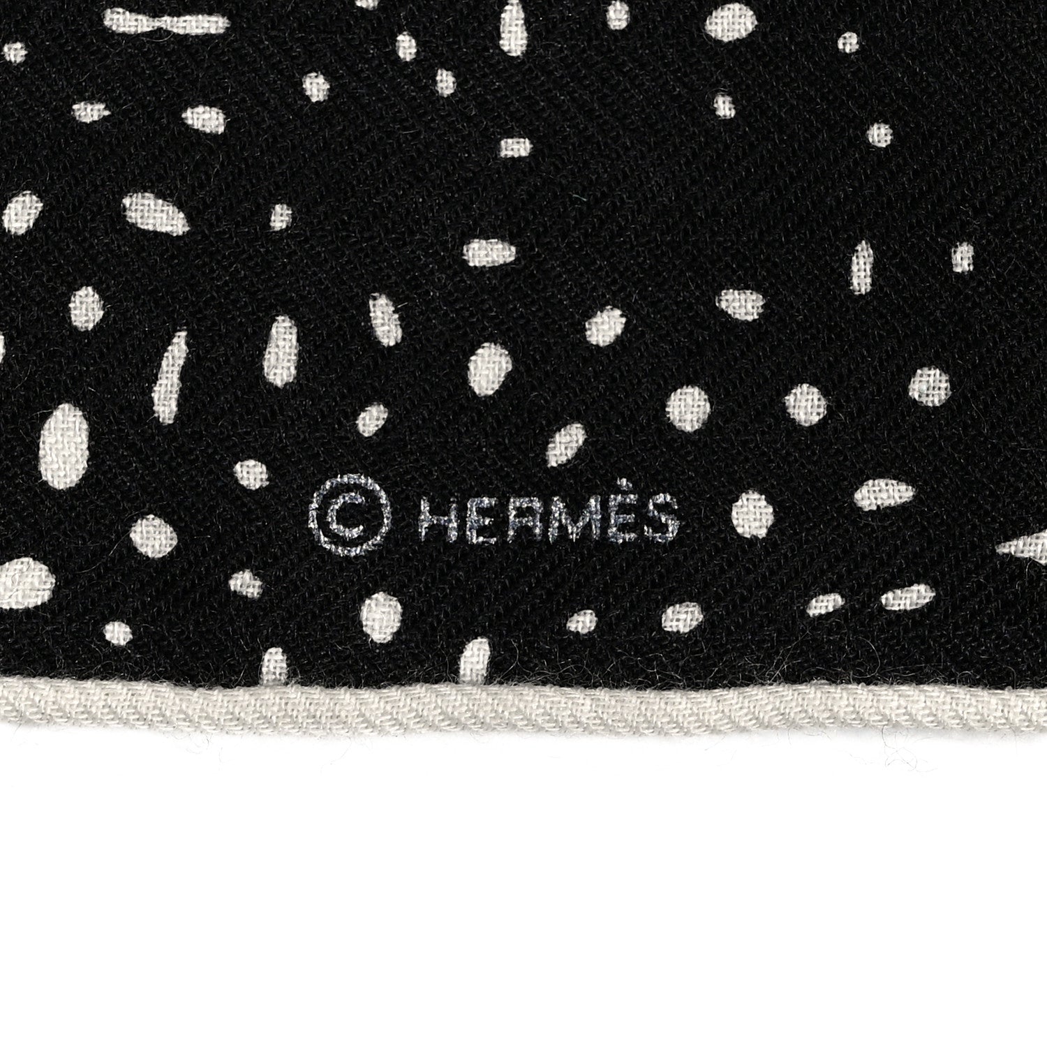 Hermes Silk Cashmere Clair De Lune Shawl 140 Black White 4 of 6