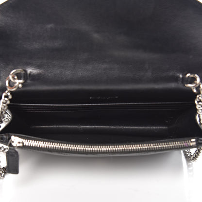 Saint Laurent Grain De Poudre Matelasse Chevron Monogram Envelope Chain Wallet Black 5 of 15