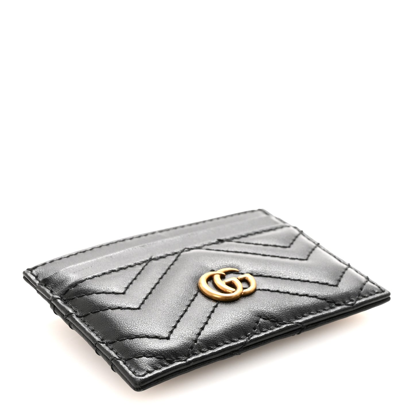 Calfskin Matelasse GG Marmont Card Holder Black