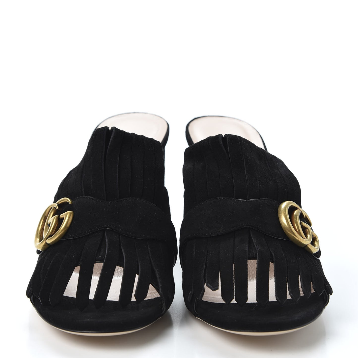 Kid Scamosciato GG Marmont Fringe 75mm Slide Sandals 40.5 Black