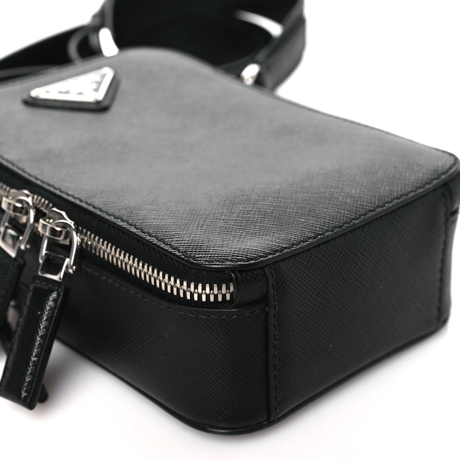 Prada Saffiano Travel Brique Crossbody Messenger Bag Black 9 of 10
