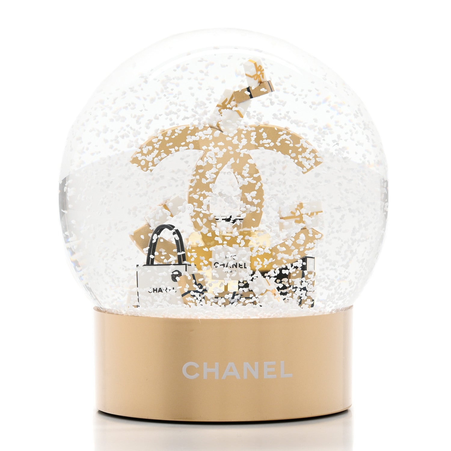 Chanel Glass CC Shopping Bag Snow Globe Gold 5 of 10