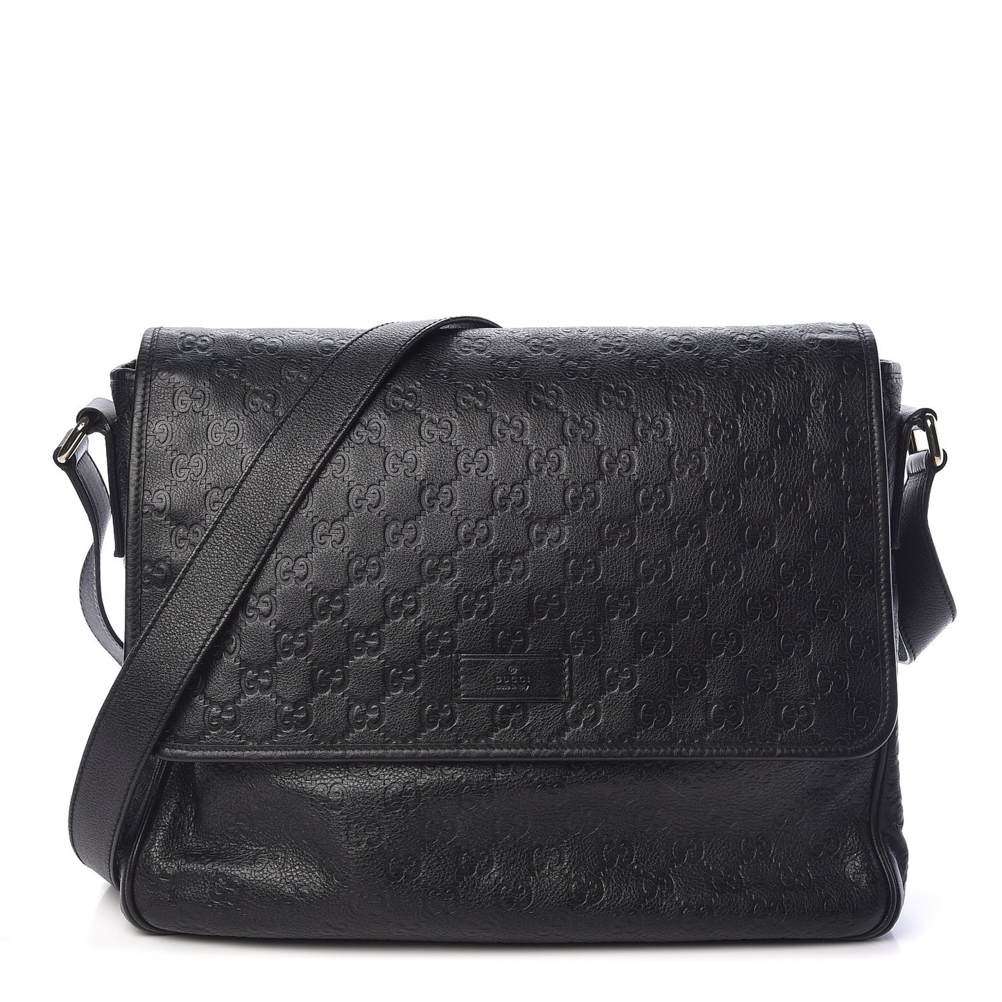 Guccissima Medium Flap Messenger Bag Black