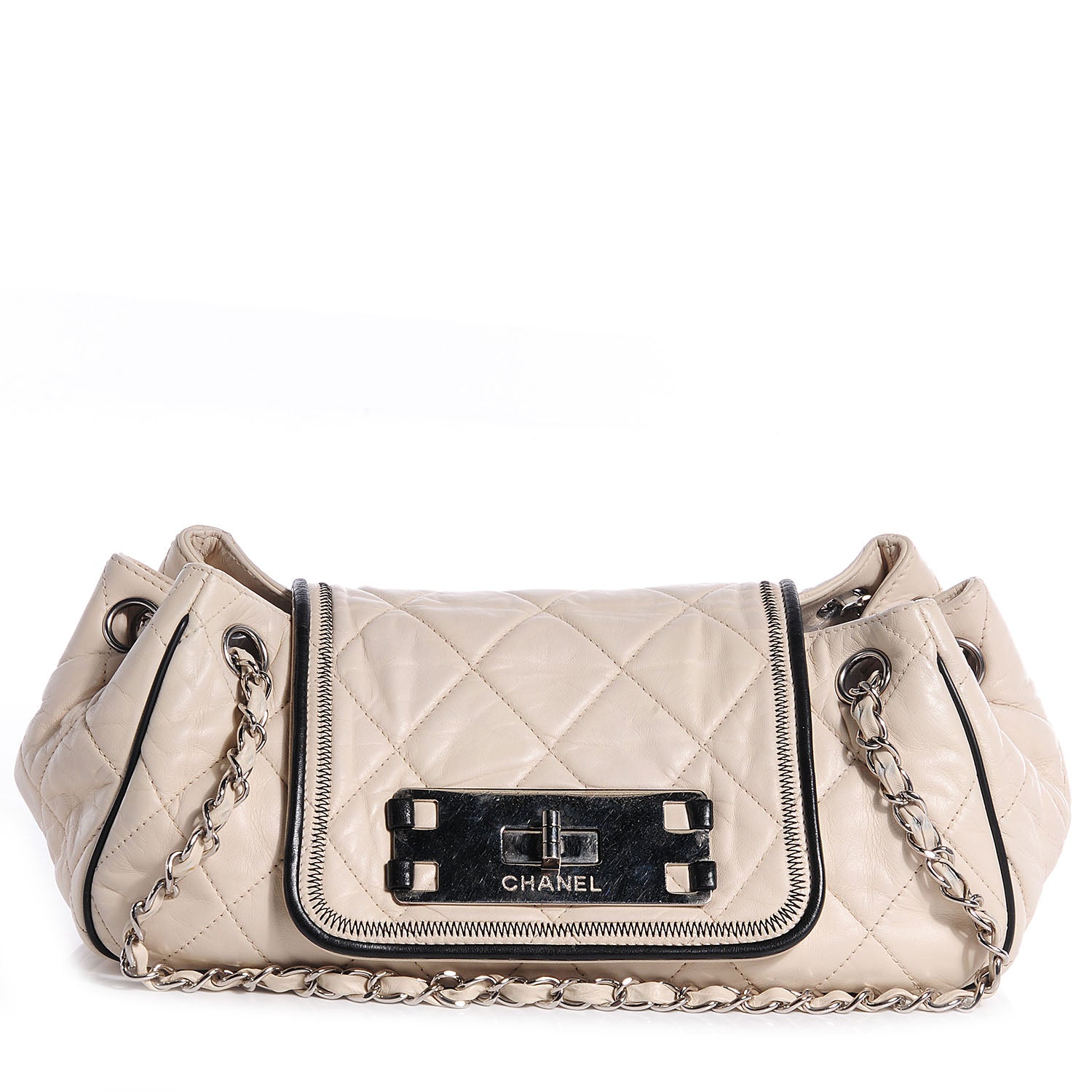 Chanel Lambskin Quilted East West Accordion Flap Ivory 1 of 8