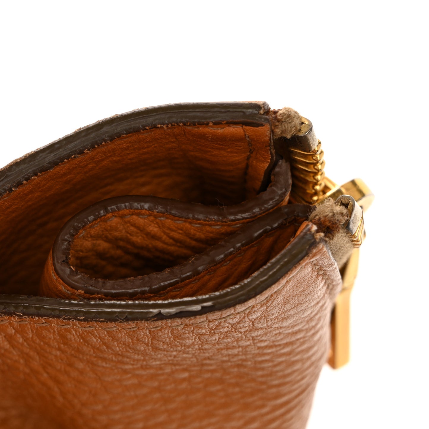 Vitello Daino Side Zip Shopper Tote Caramel