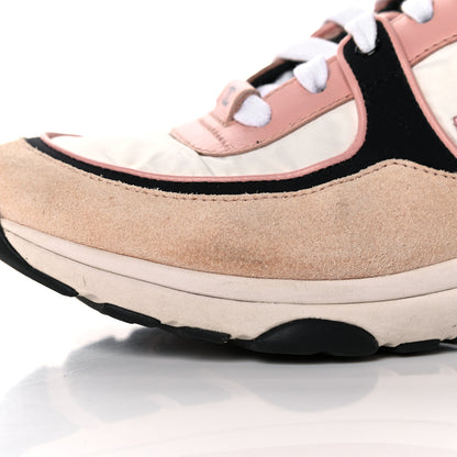 Chanel Nylon Lambskin Suede Calfskin CC Sneakers 38 Pink White Black 9 of 15