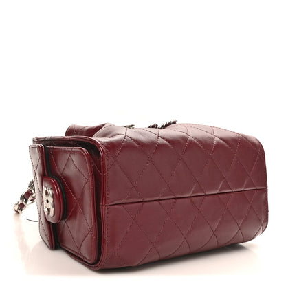 Chanel Shiny Crumpled Calfskin Quilted Mini Chanel 25 Handbag Dark Burgundy 4 of 10