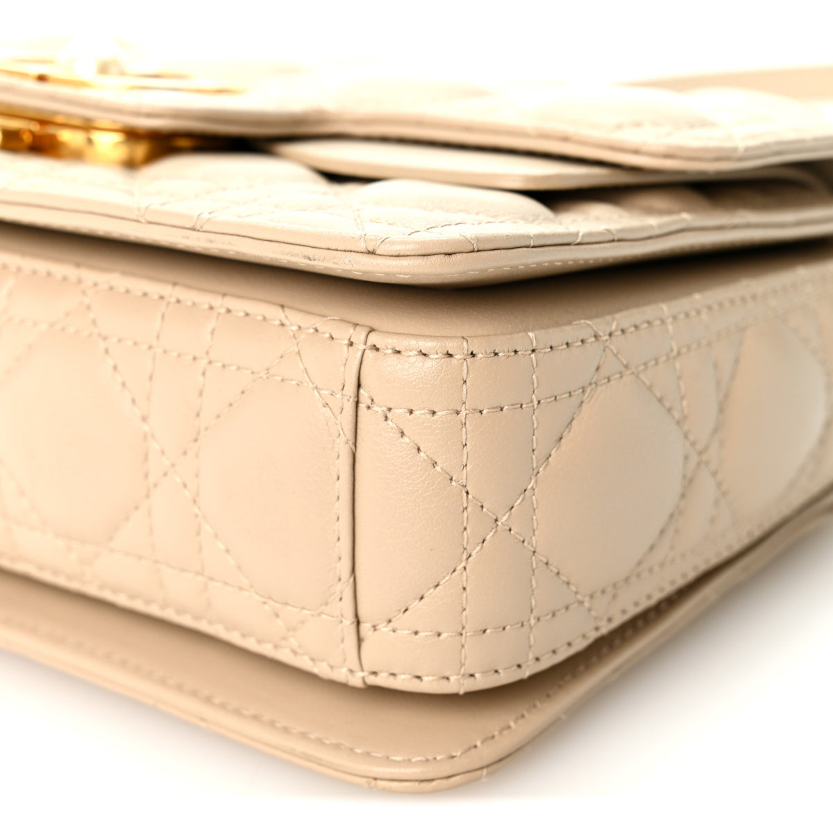 Lambskin Cannage Small Jolie Top Handle Bag Powder Beige Latte