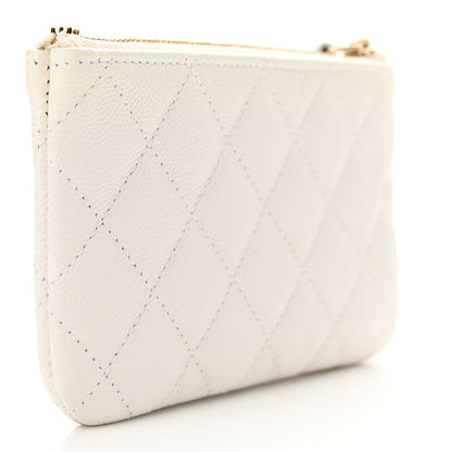 Chanel Caviar Quilted Small Cosmetic Case White 3 of 12