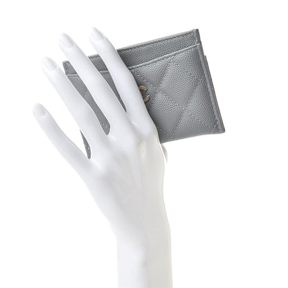 Chanel Caviar Quilted Card Holder Grey 2 of 9