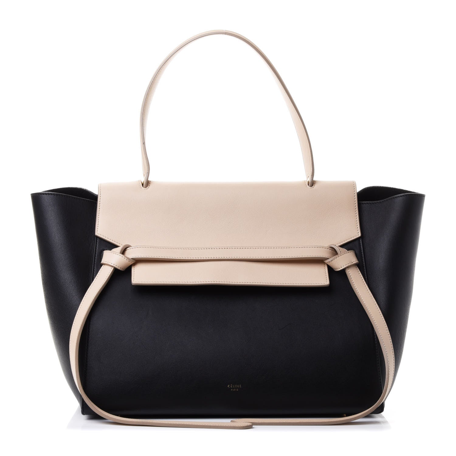 Celine Smooth Calfskin Small Bi-Color Belt Bag Black Cream 1 of 4