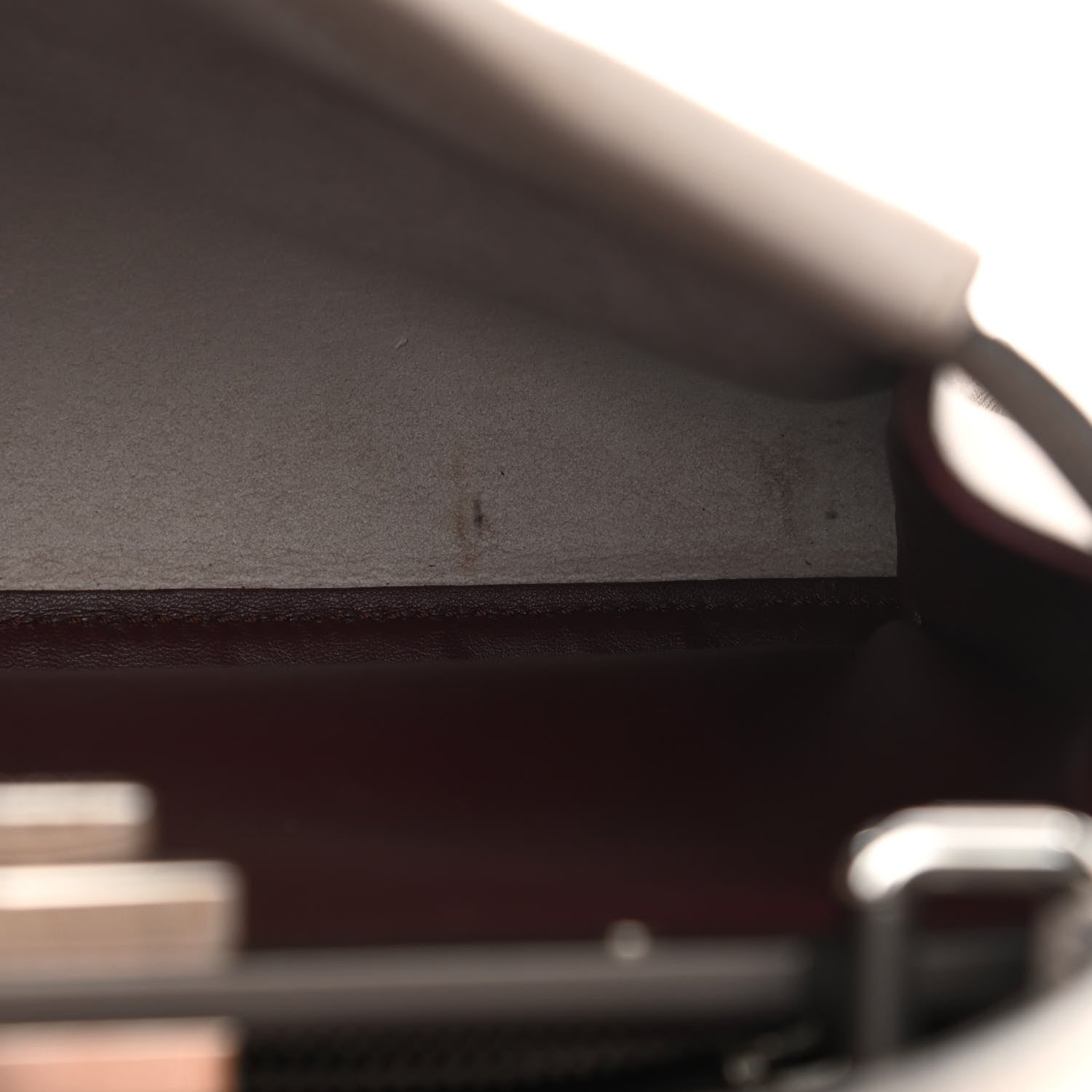 Fendi Vitello Seta Shiny Nappa Medium Peekaboo Iconic Satchel Grigio Polvere Bordeaux 14 of 15