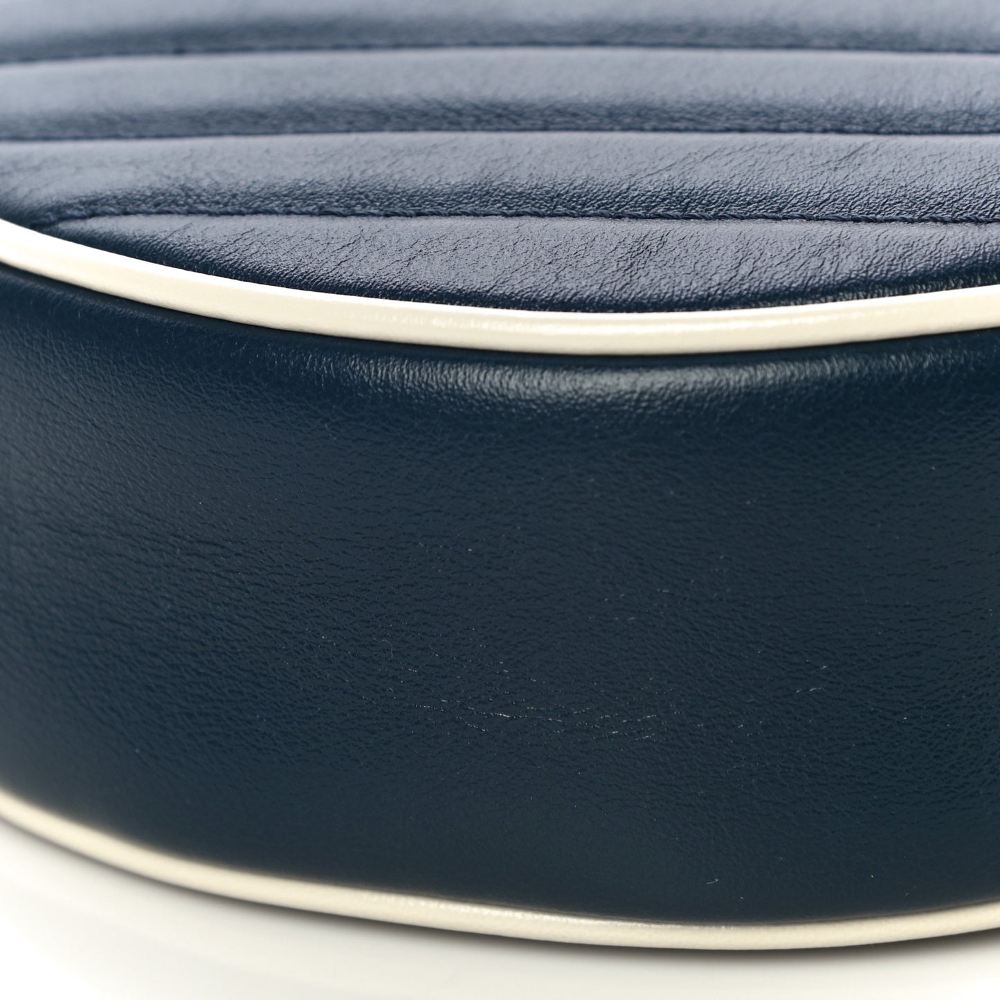 Azalea Calfskin Matelasse Diagonal Mini Torchon GG Marmont Round Shoulder Bag Blue Agata Mystic White