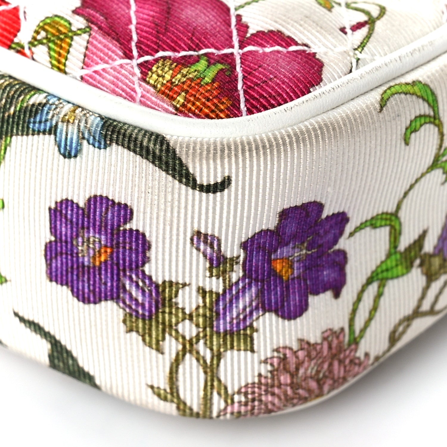 Gucci Canvas Flora Floral Trapuntata Mini Zumi Dome Shoulder Bag White 8 of 8