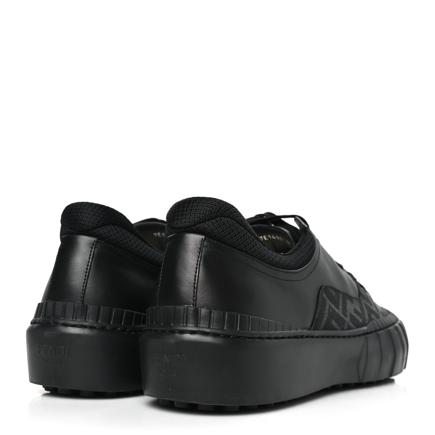 Fabric Jacquard Vitello Technical Fabric FF Mens Fendi Force Low Top Sneakers 12 Black