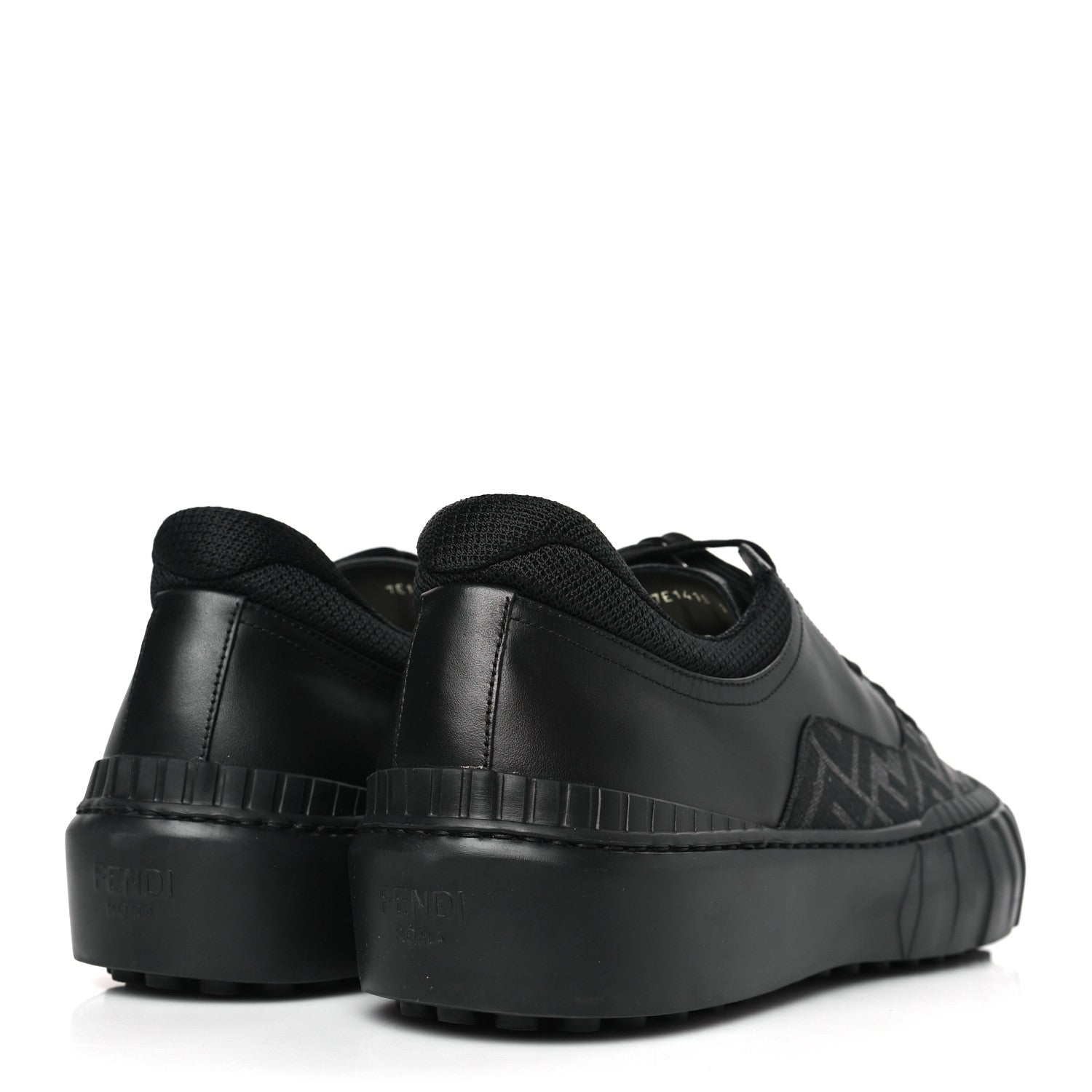 Fendi Fabric Jacquard Vitello Technical Fabric FF Mens Fendi Force Low Top Sneakers 12 Black 4 of 9