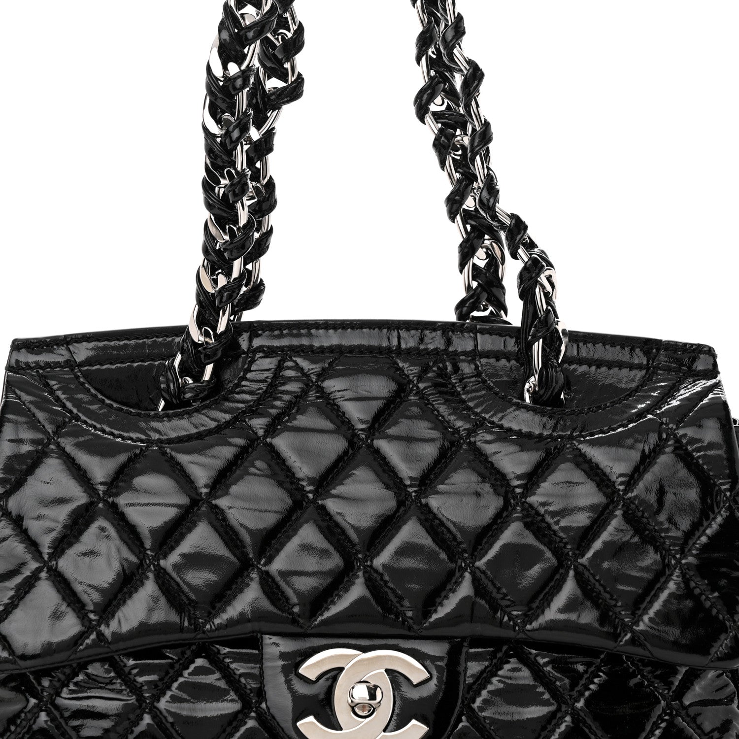 Chanel Patent Quilted Day Glo Flap Bag Black 9 of 11
